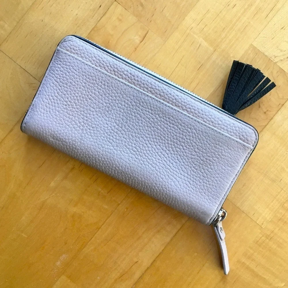 Kate Spade Wallet Zip Around Cream Beige Black
